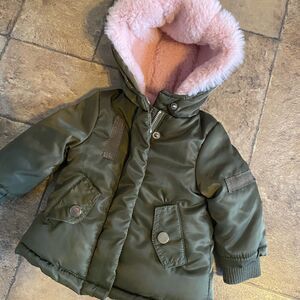 Girl’s Me Jane Mini coat Sz 3month Oloive & Pink